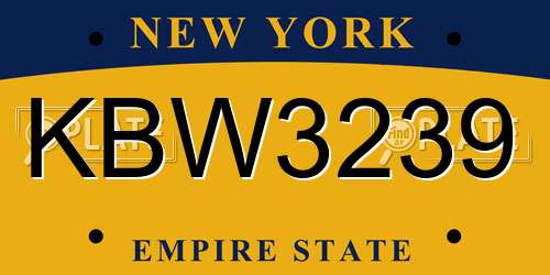 KBW3239 New York License Plate
