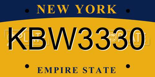 KBW3330 New York License Plate
