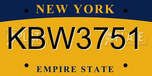 KBW3751 New York License Plate