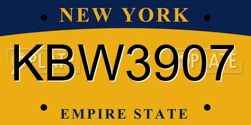 KBW3907 New York License Plate