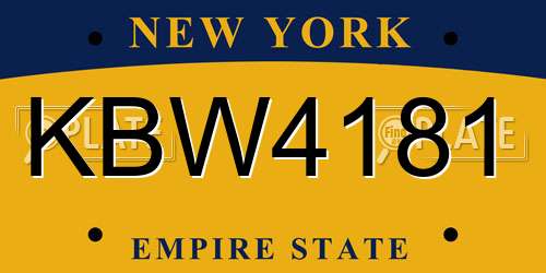 KBW4181 New York License Plate