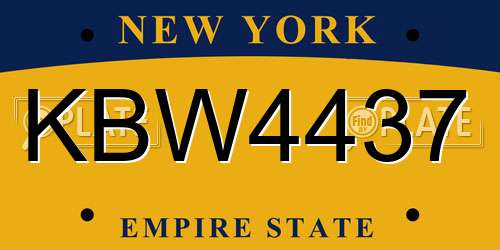 KBW4437 New York License Plate