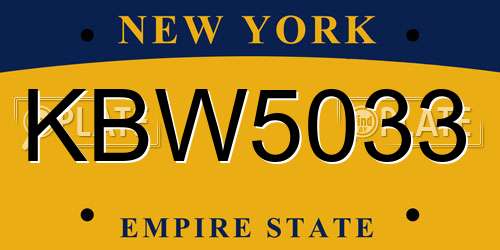 KBW5033 New York License Plate