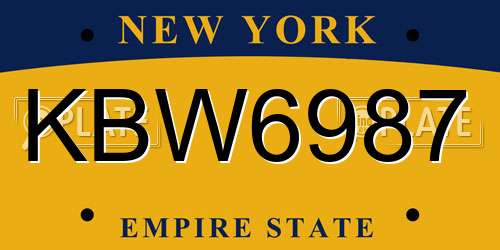 KBW6987 New York License Plate