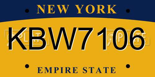 KBW7106 New York License Plate