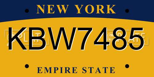 KBW7485 New York License Plate