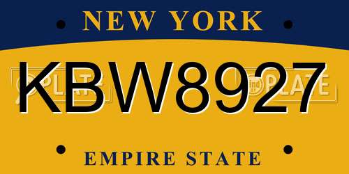 KBW8927 New York License Plate