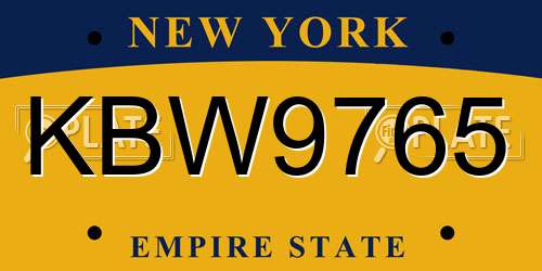KBW9765 New York License Plate