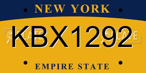 KBX1292 New York License Plate