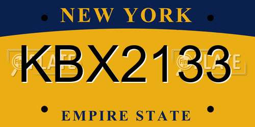 KBX2133 New York License Plate