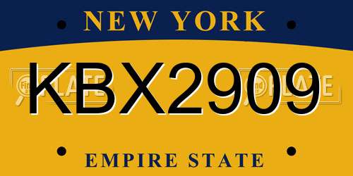 KBX2909 New York License Plate