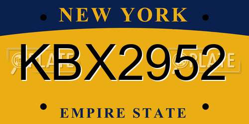 KBX2952 New York License Plate