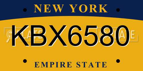 KBX6580 New York License Plate