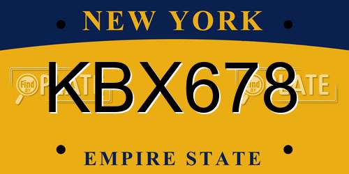 KBX678 New York License Plate