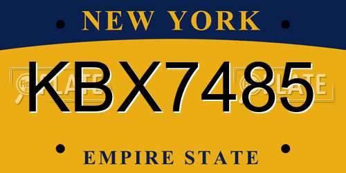 KBX7485 New York License Plate