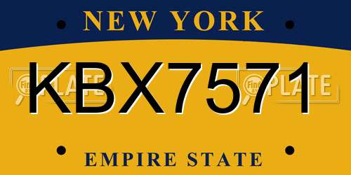 KBX7571 New York License Plate