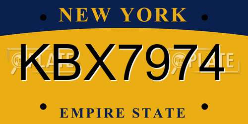 KBX7974 New York License Plate