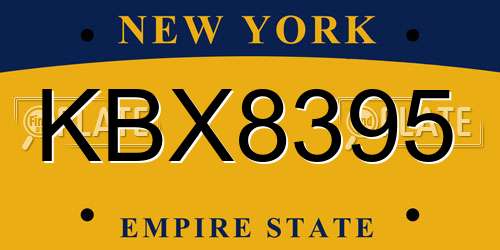 KBX8395 New York License Plate