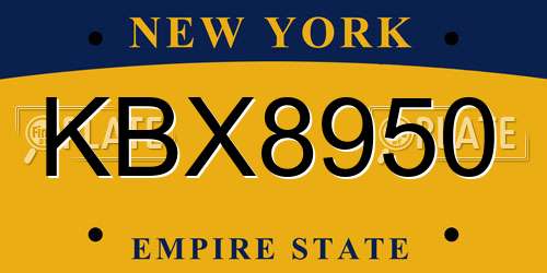 KBX8950 New York License Plate