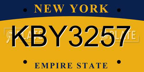 KBY3257 New York License Plate