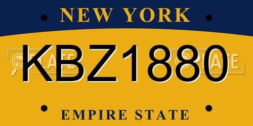 KBZ1880 New York License Plate