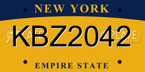 KBZ2042 New York License Plate