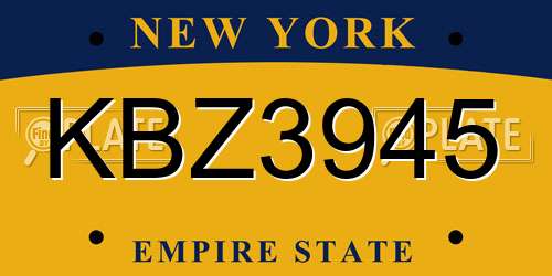 KBZ3945 New York License Plate