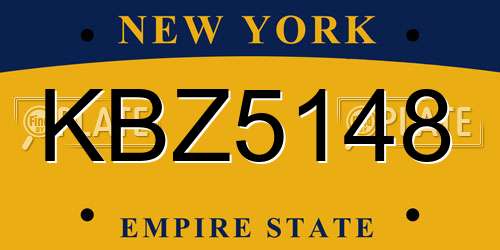 KBZ5148 New York License Plate