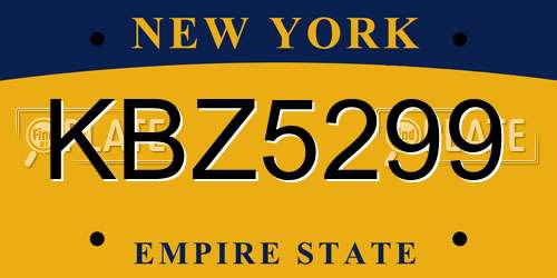 KBZ5299 New York License Plate