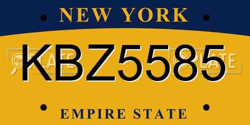 KBZ5585 New York License Plate