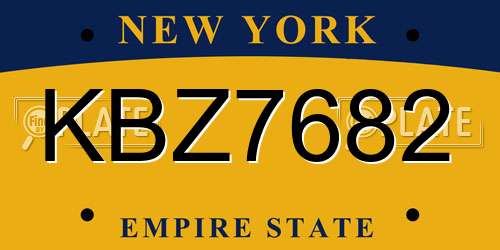 KBZ7682 New York License Plate