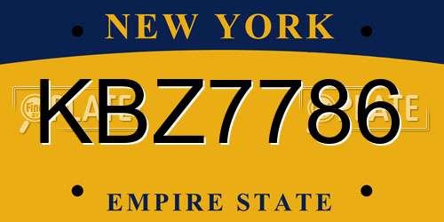 KBZ7786 New York License Plate