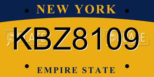 KBZ8109 New York License Plate