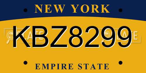 KBZ8299 New York License Plate
