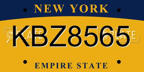 KBZ8565 New York License Plate