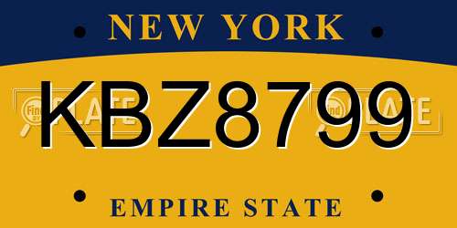 KBZ8799 New York License Plate