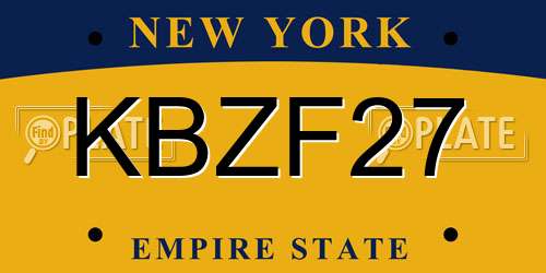 KBZF27 New York License Plate