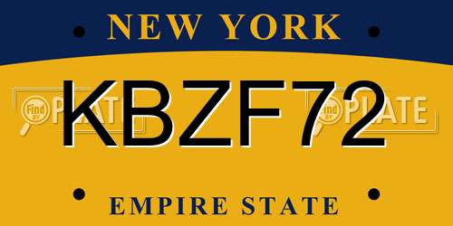 KBZF72 New York License Plate