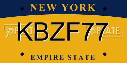 KBZF77 New York License Plate