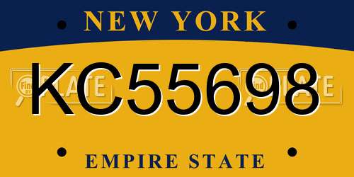 KC55698 New York License Plate