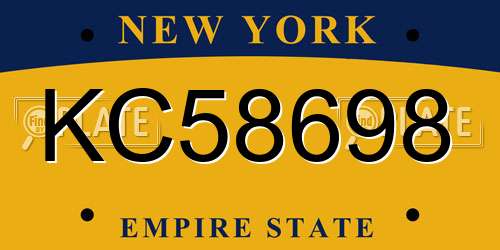 KC58698 New York License Plate