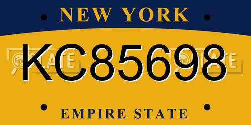 KC85698 New York License Plate