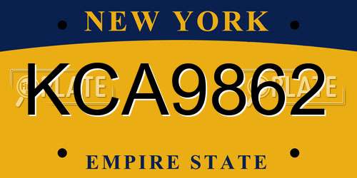 KCA9862 New York License Plate