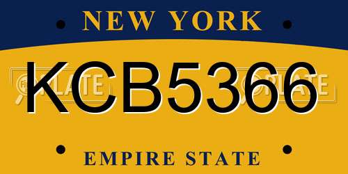 KCB5366 New York License Plate
