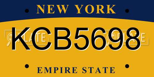 KCB5698 New York License Plate