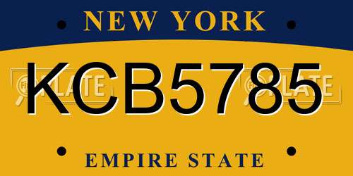 KCB5785 New York License Plate