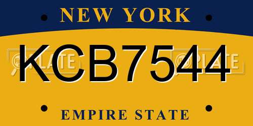 KCB7544 New York License Plate