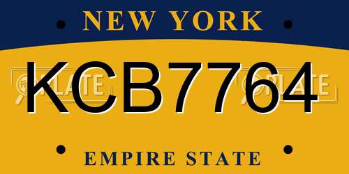KCB7764 New York License Plate