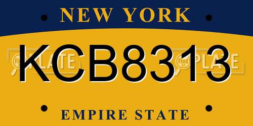 KCB8313 New York License Plate