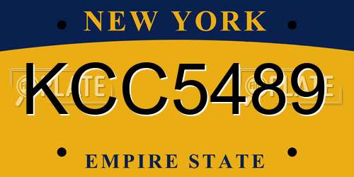 KCC5489 New York License Plate
